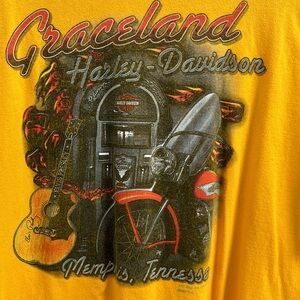 Men’s Harley Davidson T-shirt, 2008 Memphis, Tennessee. Elvis Presley guitar CLG